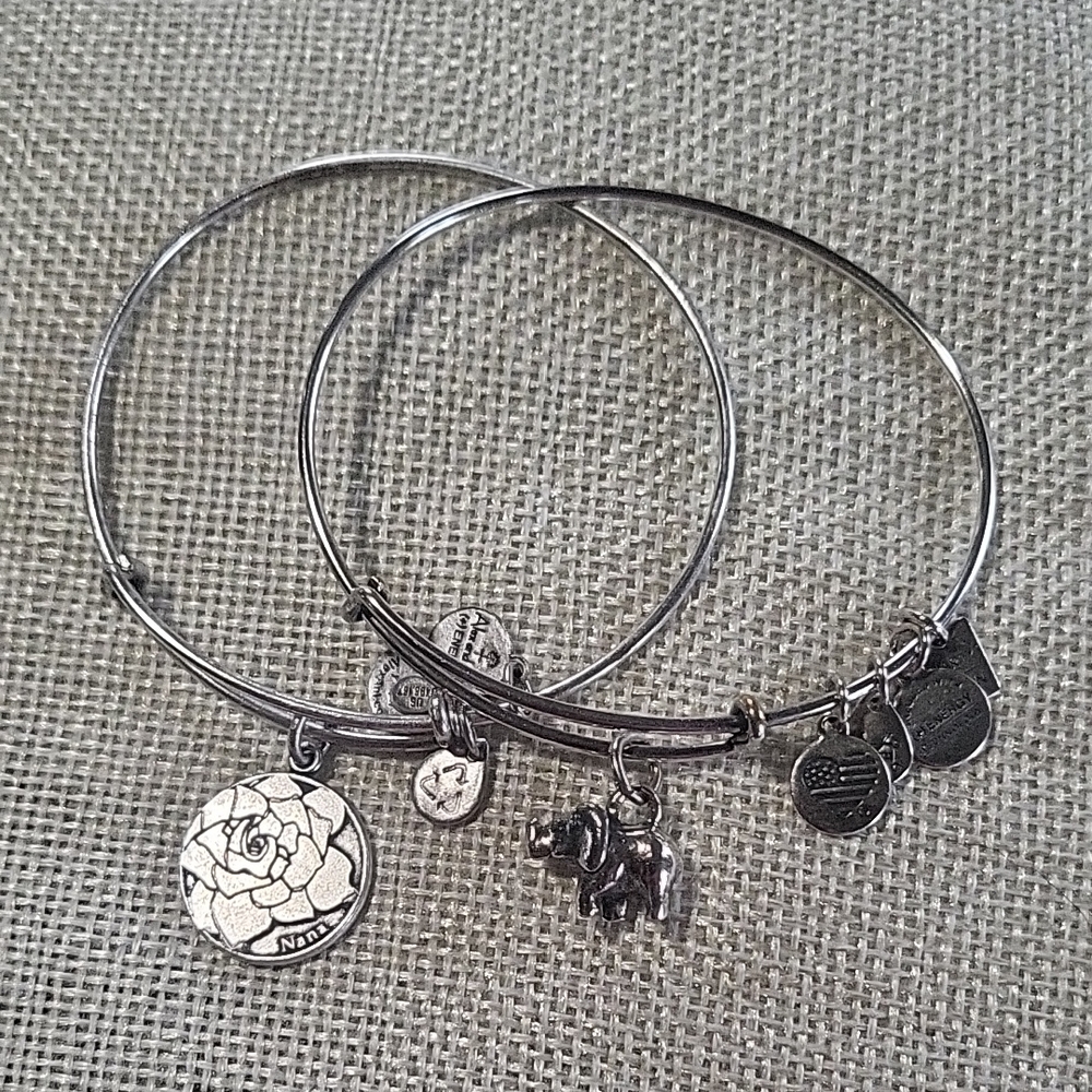 Alex and Ani "Nana & Elephant" Charm Bangles Bracelet Set
